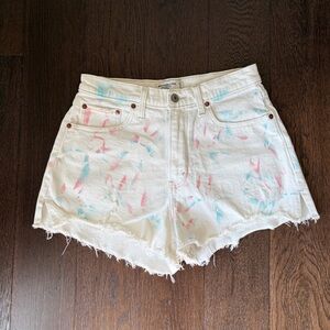 Abercrombie & Fitch Tie Dye White High-Waist Denim Shorts